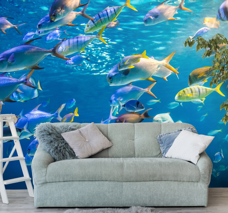 Animal wall mural underwater fish schooling - TenStickers