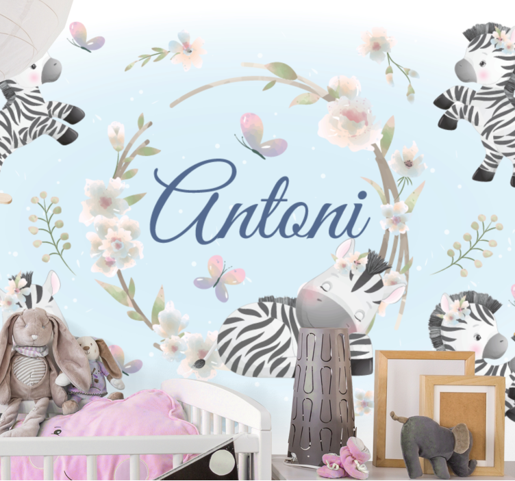 Animal wall mural zebra playtime design - TenStickers