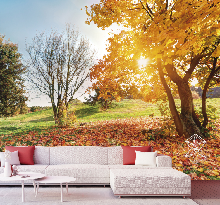 Autumnal Park Scene landscape mural wallpaper - TenStickers