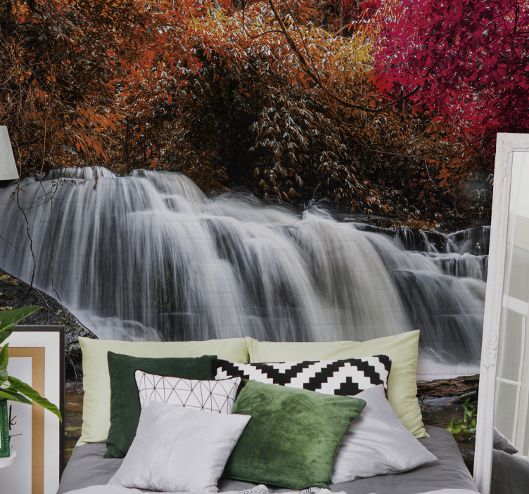 Autums leaves and waterfall Waterfall - TenStickers