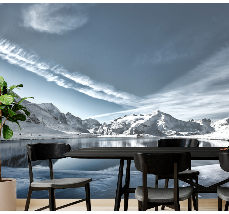 Awesome white mountains Dining Room Wall Mural - TenStickers