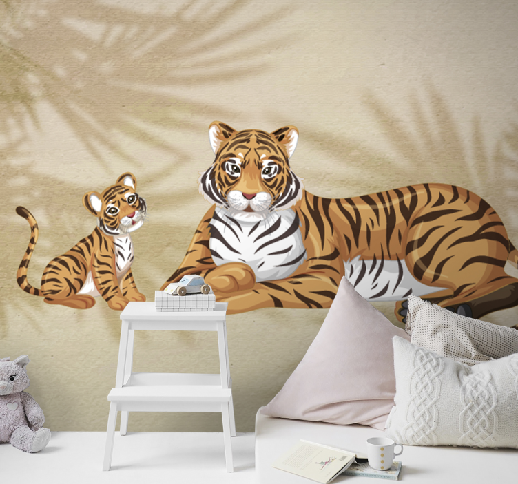 Baby tiger portrait Bedroom Wallpaper - TenStickers