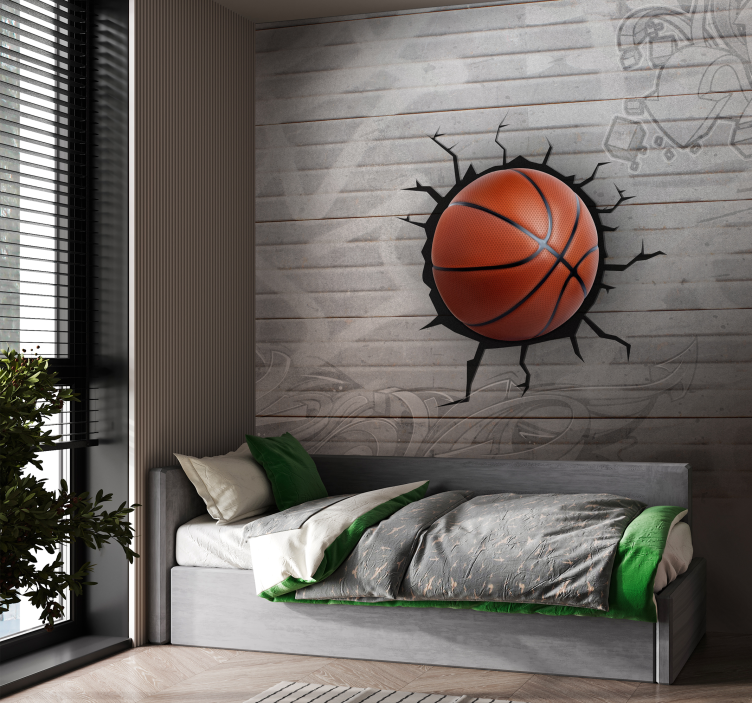 Basketball graffiti 3d mural wallpaper - TenStickers