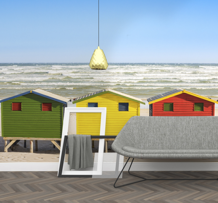 Beach Hut Panorama sea mural - TenStickers