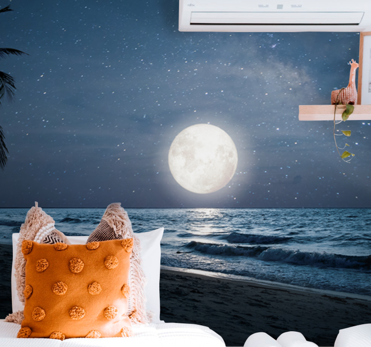 Beautiful ocean full moon Sky Wall Mural - TenStickers