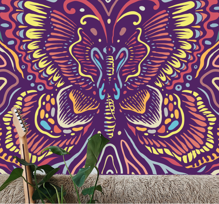 Big colourful butterfly Mandala Wall Mural - TenStickers