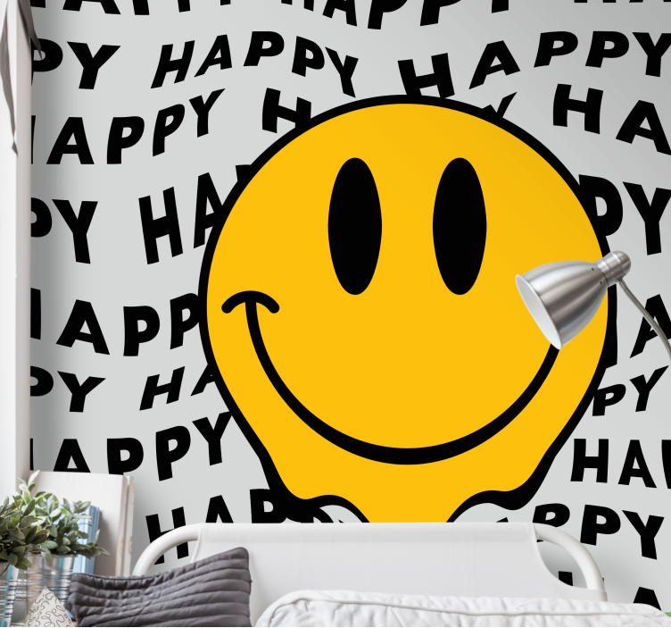 Big smiley happy face vintage wall mural - TenStickers