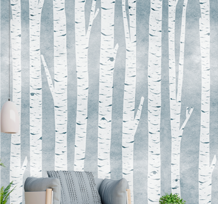 Birch tree nordic style Bathroom Murals - TenStickers