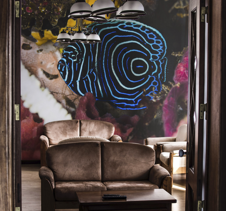Animal wall mural blue fish patterns - TenStickers