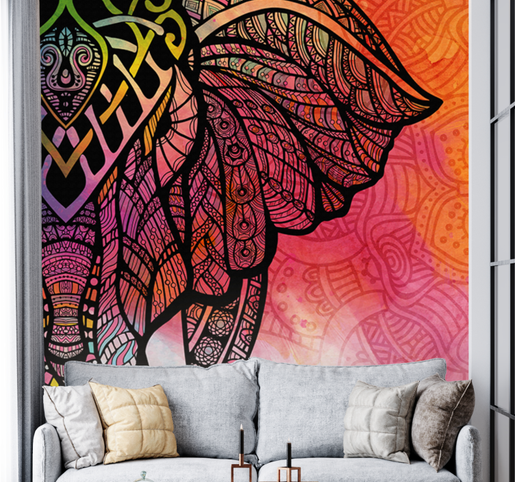 Bohemian Indian Sketched elephant wall mural - TenStickers
