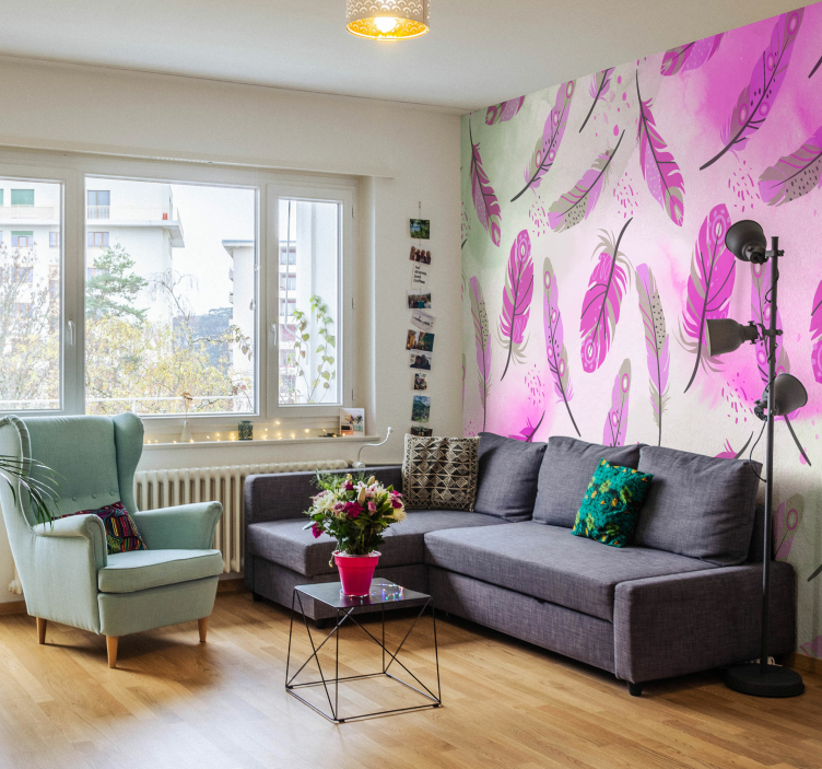 Boho feathers zen wall mural - TenStickers