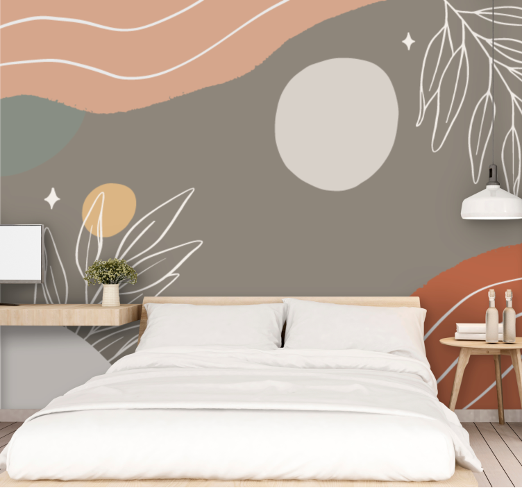 "Boho" moon illustration abstract wall murals - TenStickers
