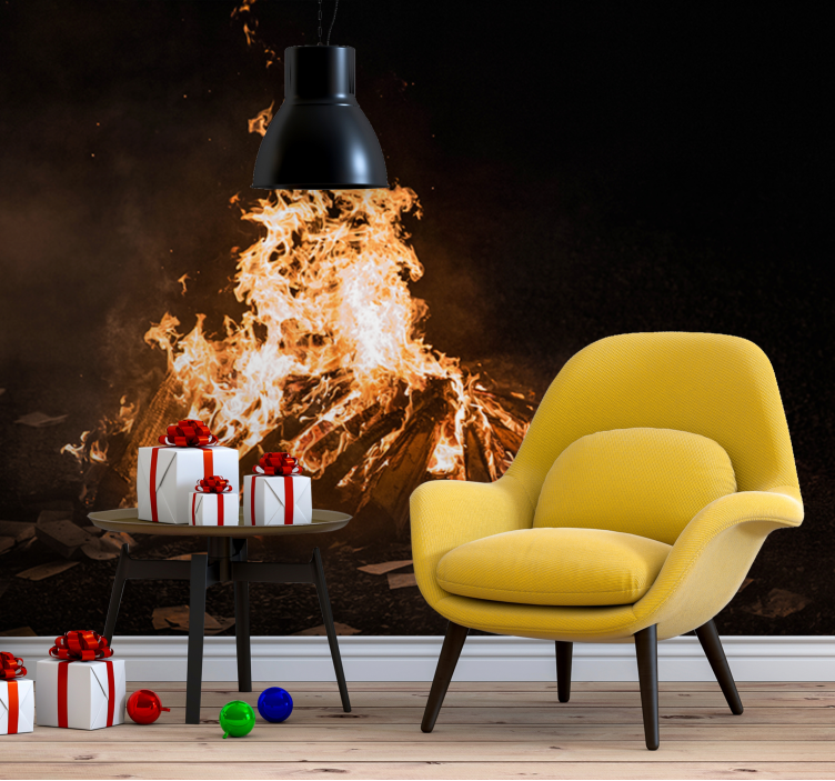 Bonfire original pic Christmas wall mural - TenStickers