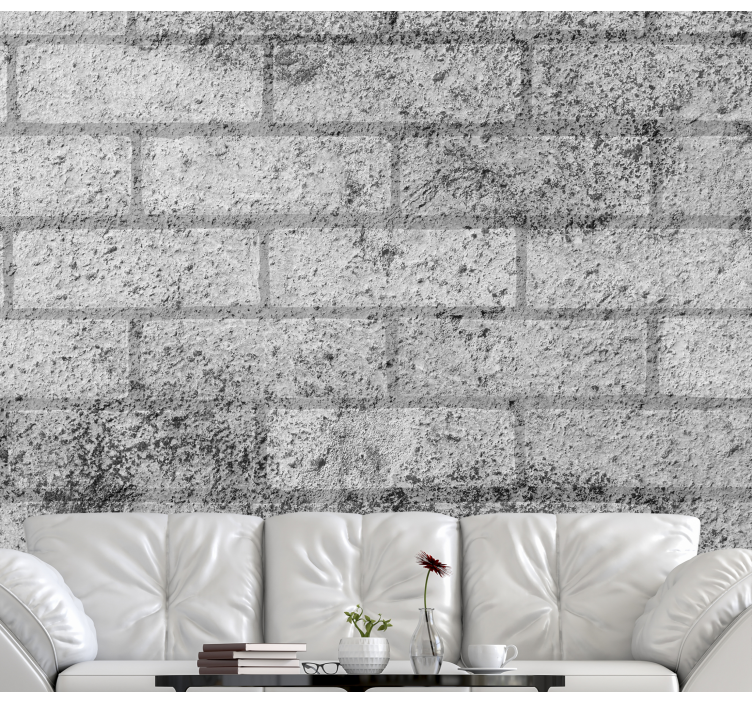 Brick wall mural textured grey blocks - TenStickers