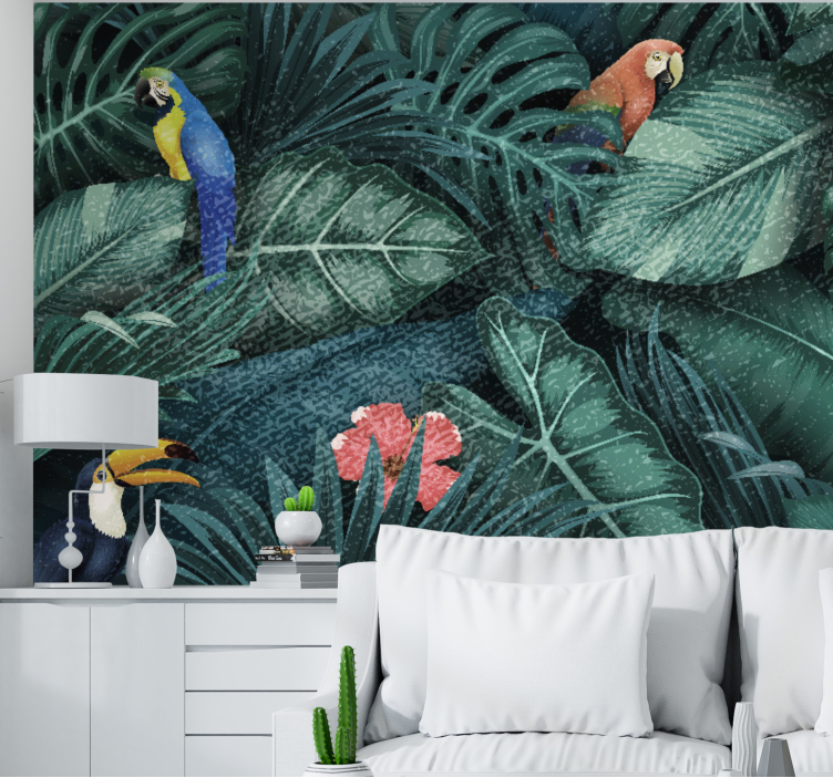 Bright Exotic Jungle tree mural - TenStickers