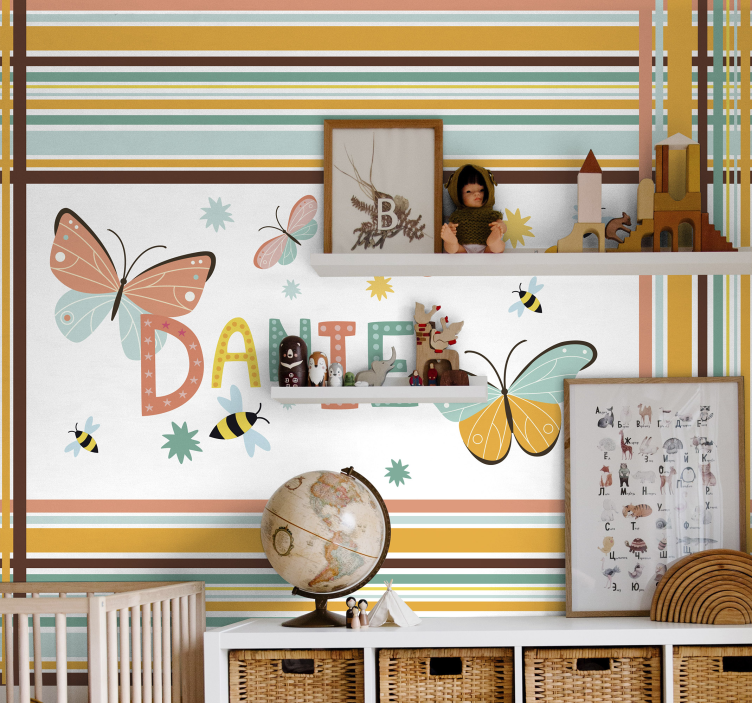 butterflies and bees custom wall mural - TenStickers