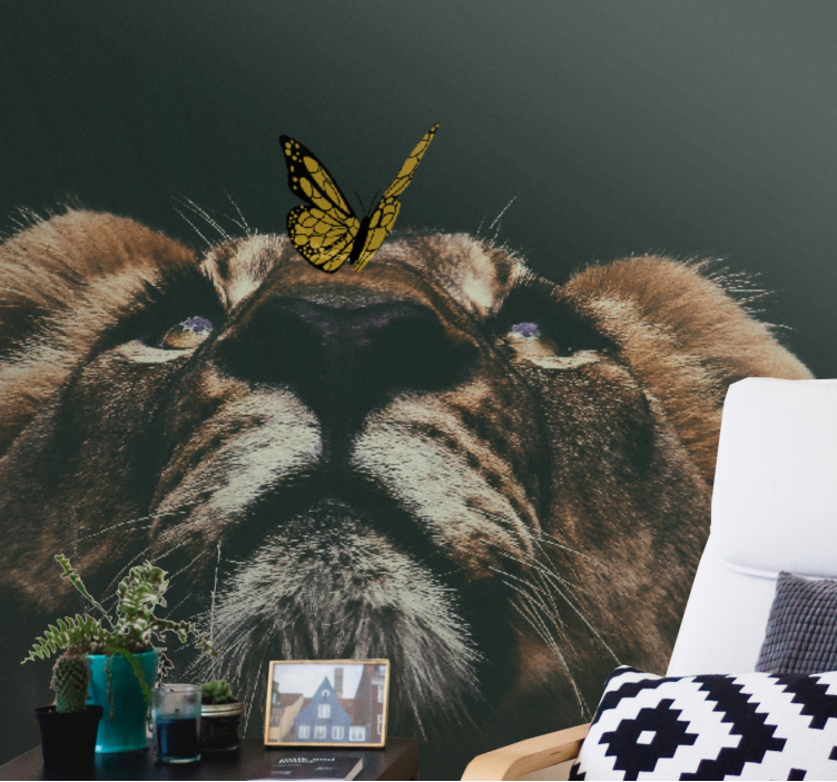 Butterfly Lion Portrait africa wall mural - TenStickers