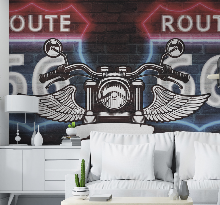 California route 66 motorcycle wallmural - TenStickers