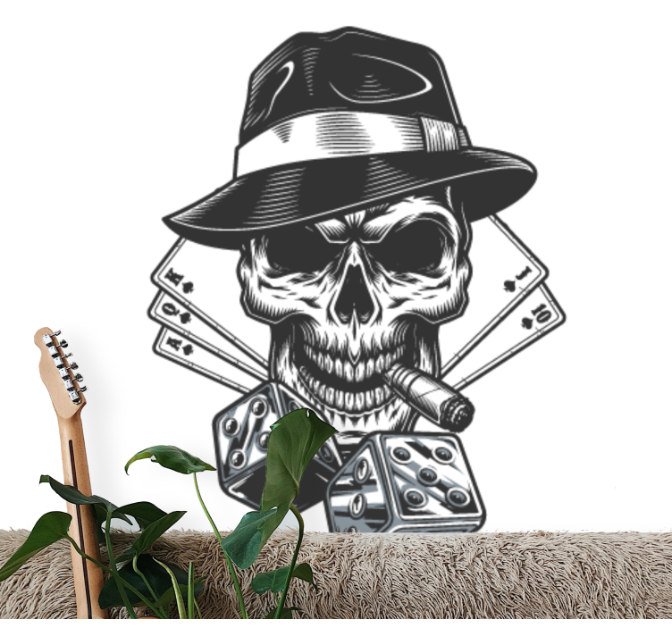 Card with dices and  skull wall mural - TenStickers