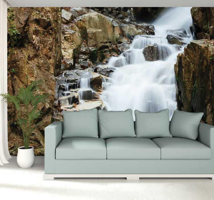 Cascading Waterfall waterfall mural - TenStickers