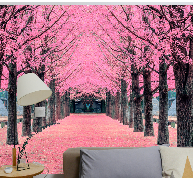 Cherry Blossom Path flower mural - TenStickers
