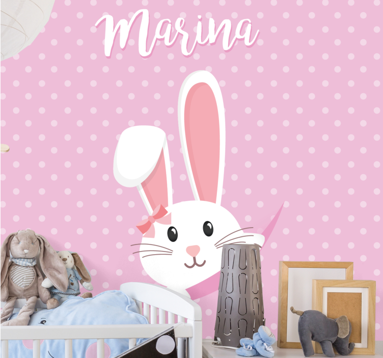 Children wall mural bunny with bow - TenStickers