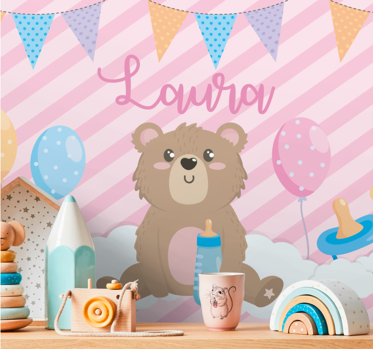 Children wall mural cute bear artwork - TenStickers