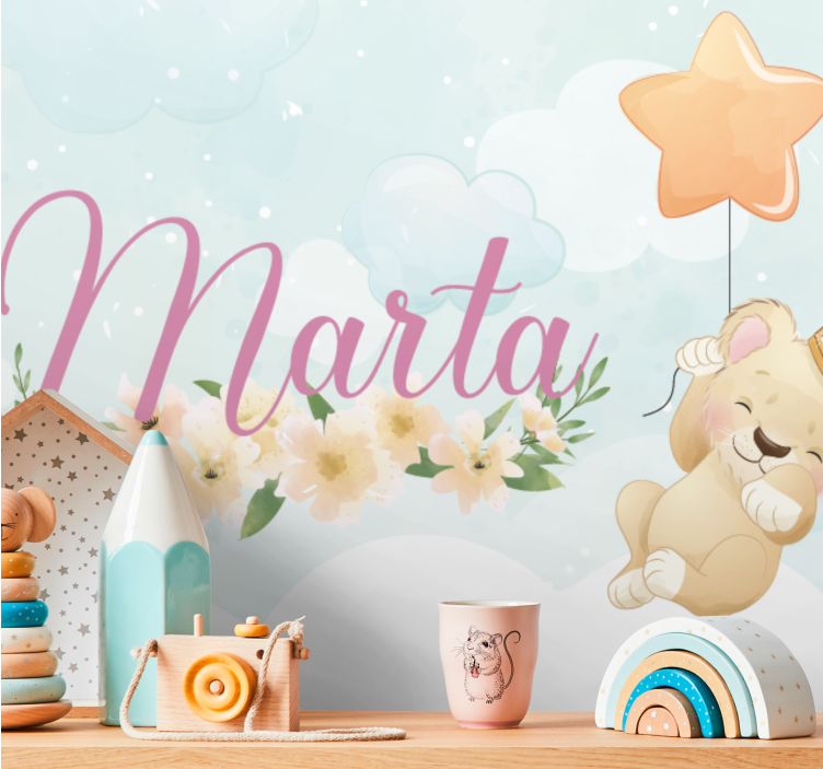 Children wall mural cute lion balloon design - TenStickers