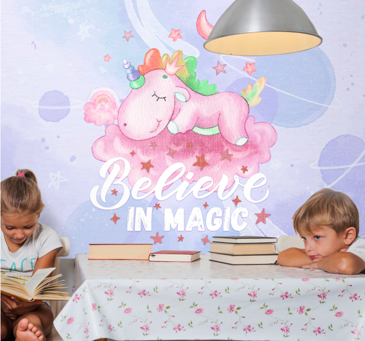 Children wall mural unicorn dream cloud - TenStickers