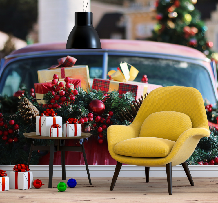 Christmas mural festive holiday gifts - TenStickers