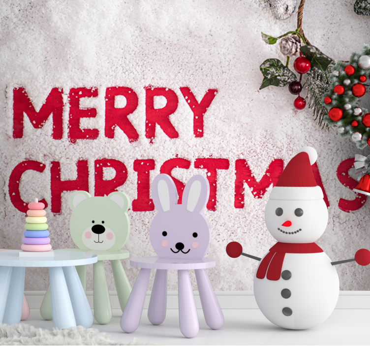 Christmas mural festive snowy greetings - TenStickers