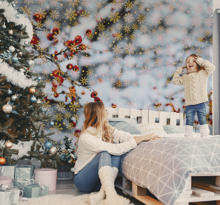 Christmas mural festive winter moments - TenStickers