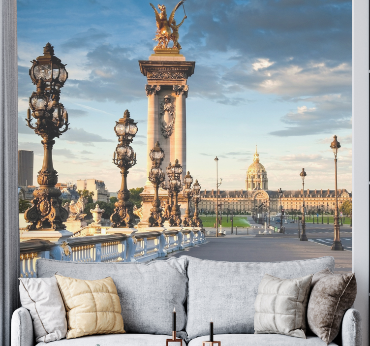 City wall mural alexander iii bridge - TenStickers