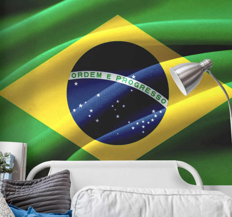 City wall mural brazilian flag design - TenStickers