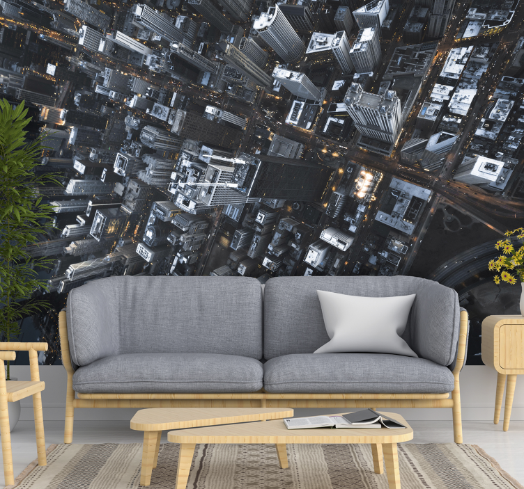 City wall mural cityscape urban viewpoint - TenStickers