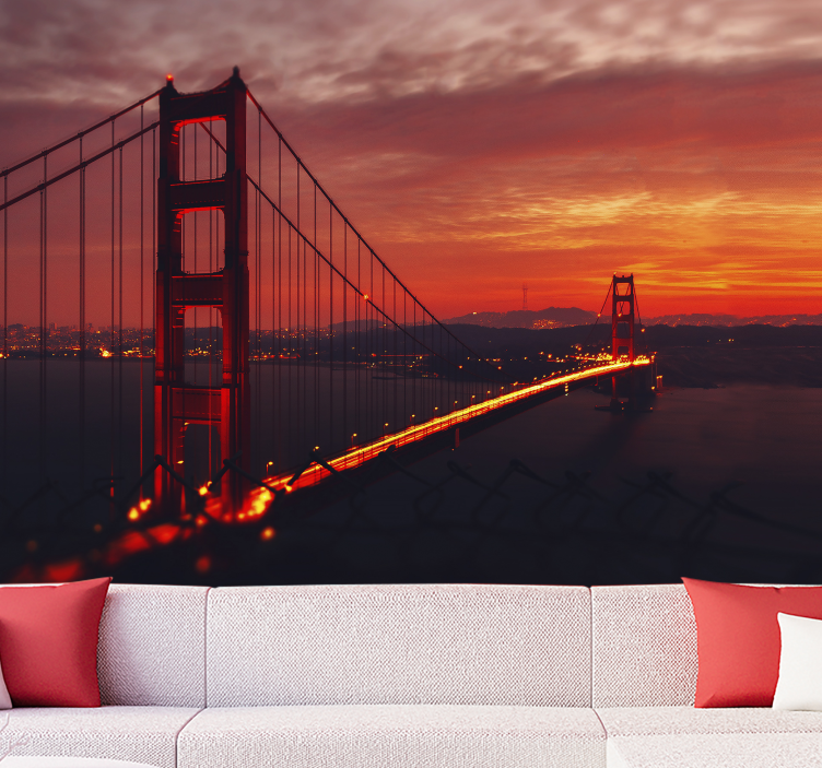 City wall mural golden gate bridge - TenStickers