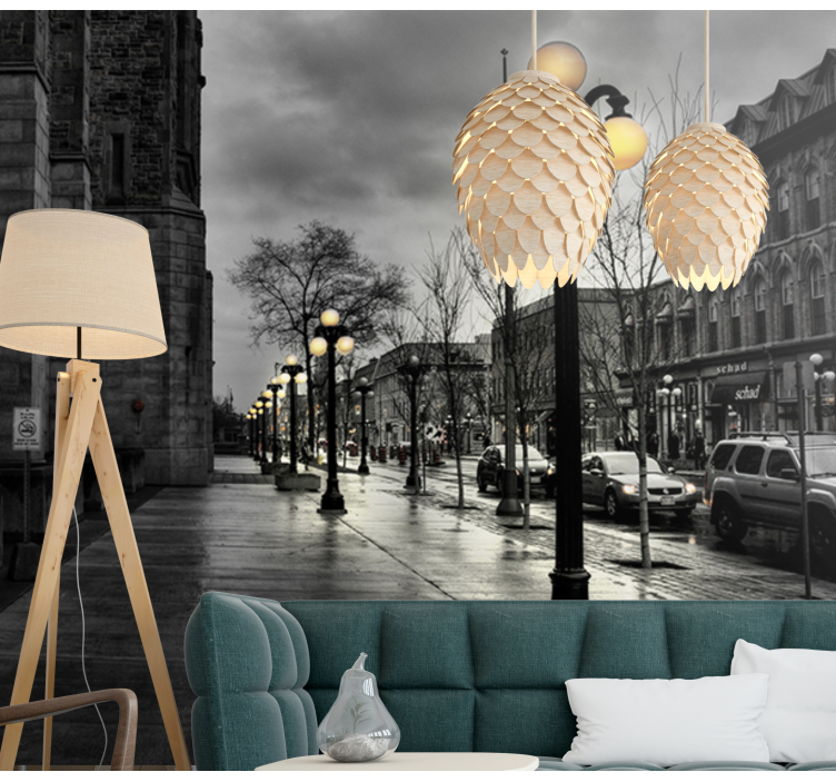 City wall mural urban nightscape - TenStickers