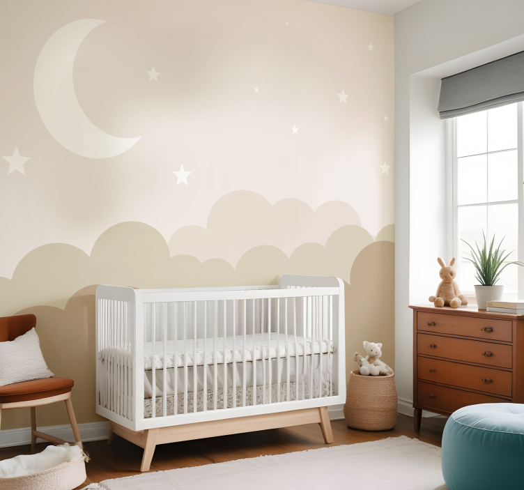 Clouds with stars nursery mural - TenStickers
