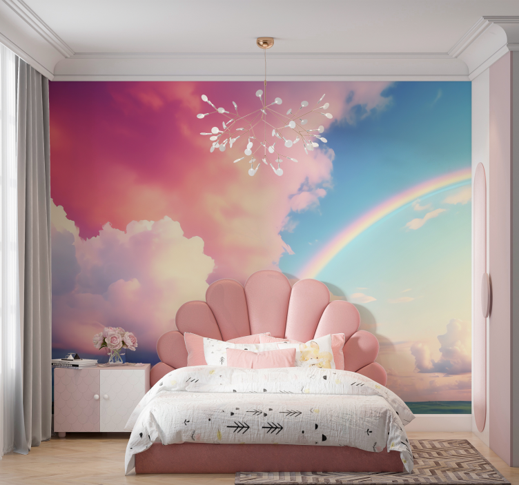 cloudy sky with rainbow Kids wall murals - TenStickers