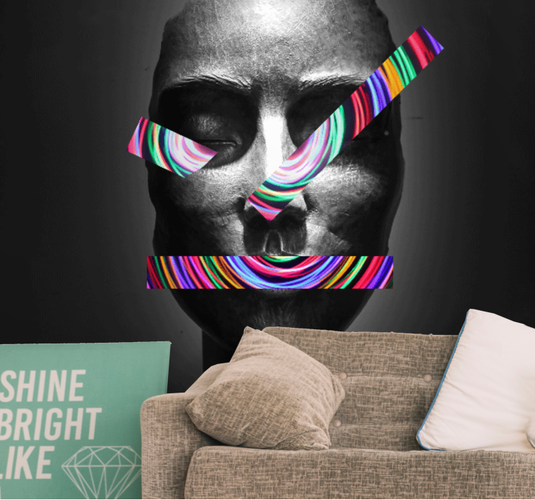 Colorful 3d shapes in vaporwave photo Mural - TenStickers