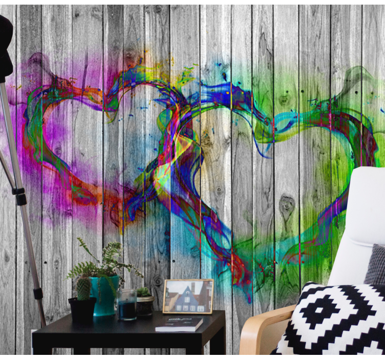 Colorful Heart Forms love wall mural - TenStickers