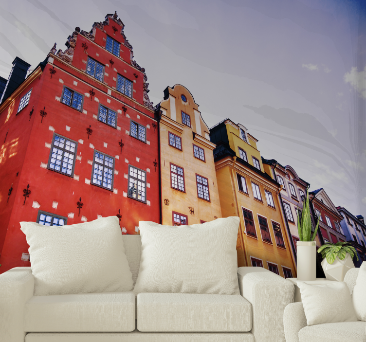 Colorful Historic Buildings city wall mural - TenStickers