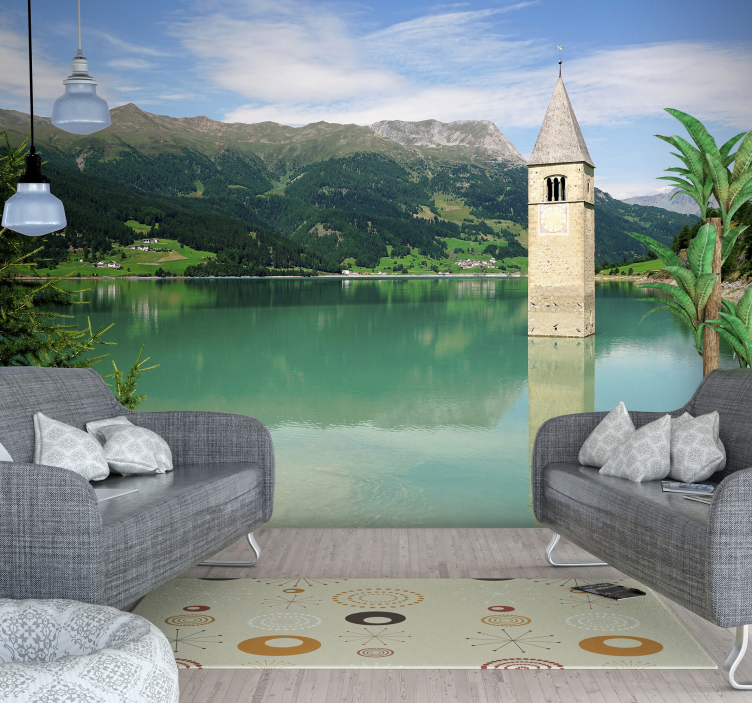 Curon Venosta landscape lake wall mural - TenStickers