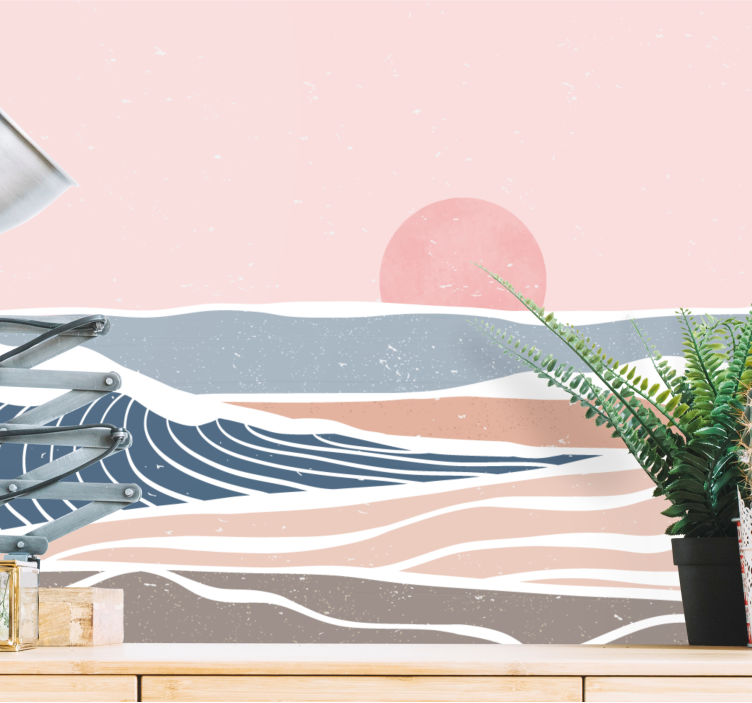 Curve colourful abstract design wall mural - TenStickers