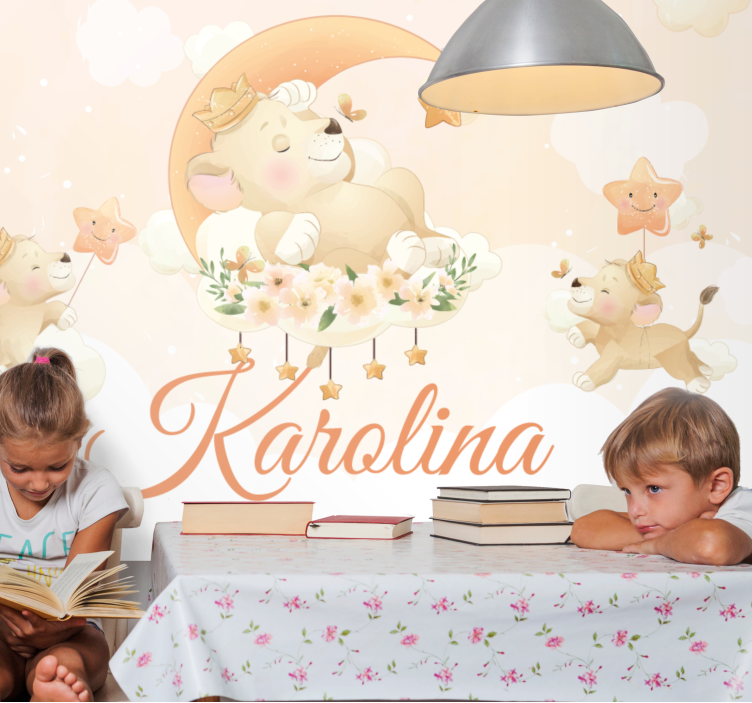 Cute animals lion with name  Kids wall Murals - TenStickers