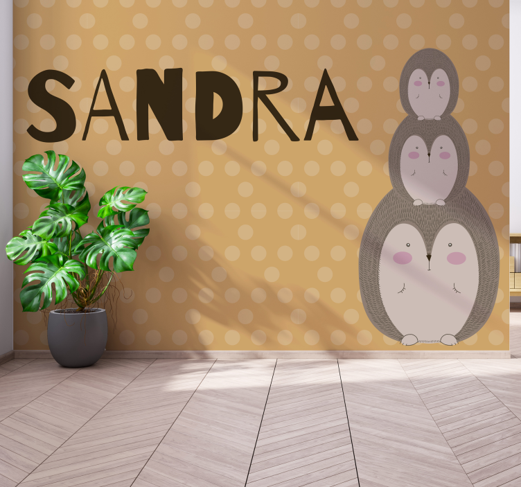 Cute Stacked Hedgehogs children wall mural - TenStickers