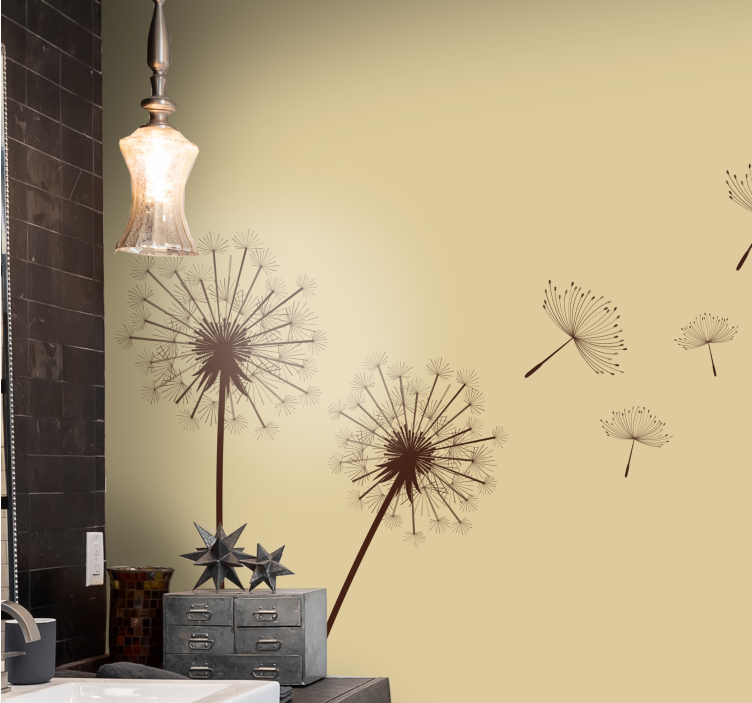 Dandelion painting flower wall mural - TenStickers