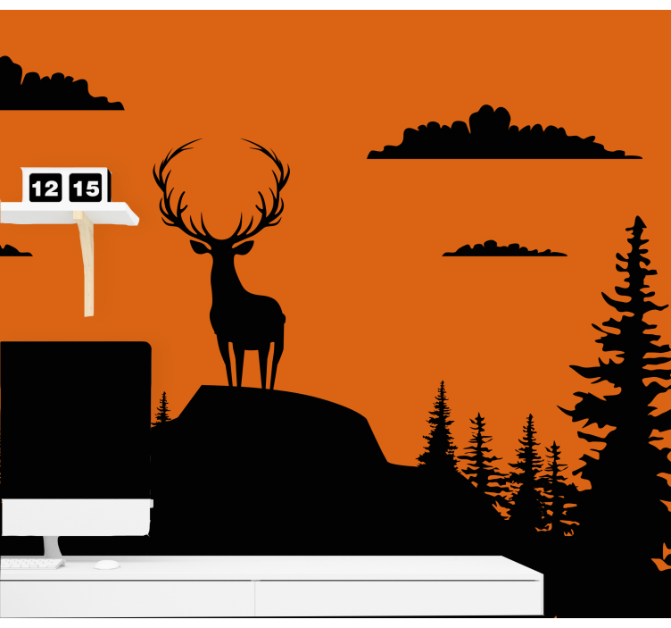 Deers and sunset  wall mural - TenStickers