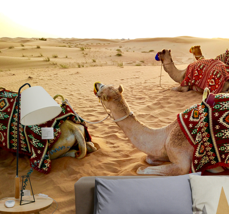 Desert mural camels in the desert - TenStickers