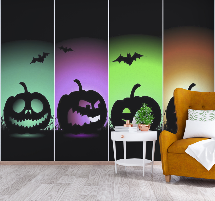 Multi colours pumpkins living room wall mural - TenStickers
